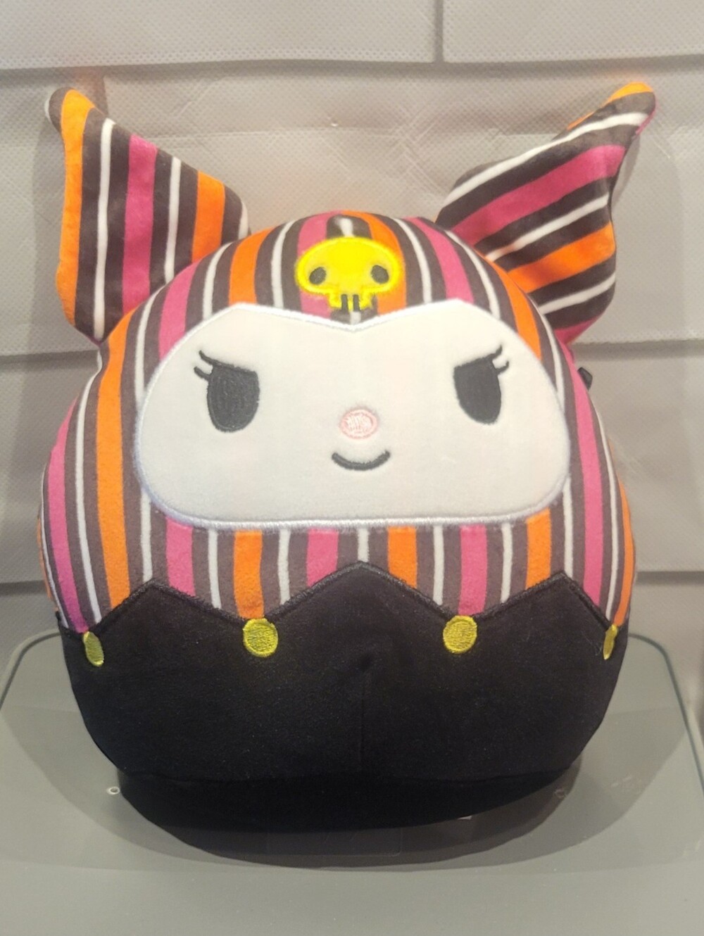 Squishmallows Kurami Halloween Edition Pink Orange Black Striped Skull Plush